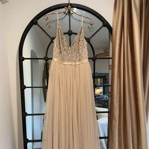 BHLDN Avery Dress Oyster Sequence Tulle Bridesmaid